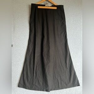 Kimschalk Lagenlook Pants Womens 10 Linen Maxi Wide Leg Skirt  Black